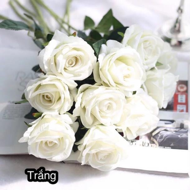 hoa giả - cành hồng nhung giả bông to cành dài 70cm - hàng nhập khẩu cao cấp