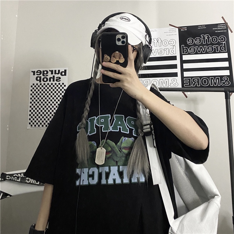 Áo Thun Nữ Ngắn Tay Cổ Tròn Form Rộng Thời Trang Hàn