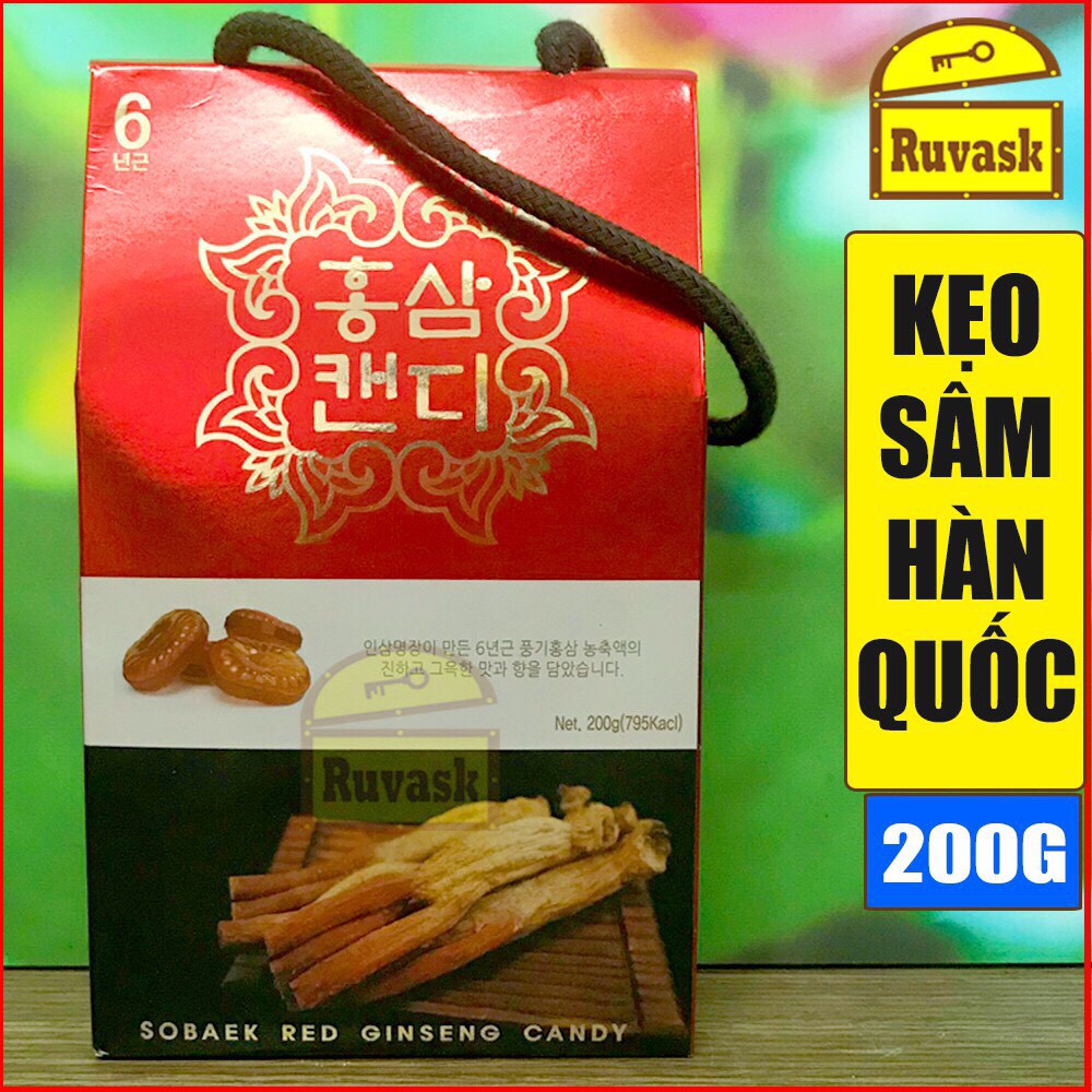 Kẹo Hồng Sâm Sobaek HỘP 200G Red Ginseng Candy Korea - RÂT TỐT CHO SỨC KHỎE