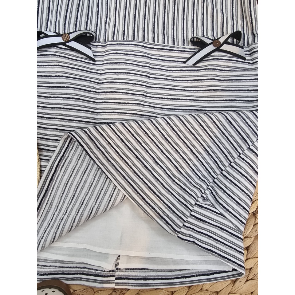 Đầm kẻ sọc xám nơ túi tay lỡ Sora Chan - M029