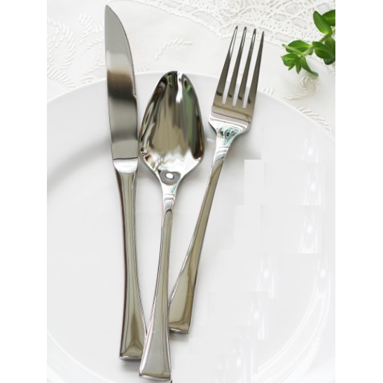 BỘ 3 MÓN DAO MUỖNG NĨA INOX 304 CAO CẤP, ĐUÔI NGANG, CÁN DÀY,CẦM CHẮC TAY DÀNH CHO NHÀ HÀNG, KIỂU DÁNG CHÂU ÂU