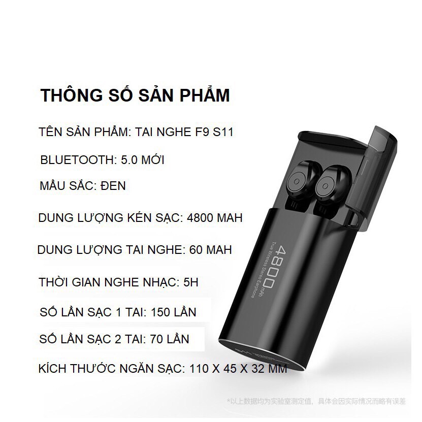 (Siêu Sốc) Tai Nghe Bluetooth True Wireless Amoi F9 - 4800, Kiêm Sạc Dự Phòng Đồng Hồ Hiện Thị % Pin