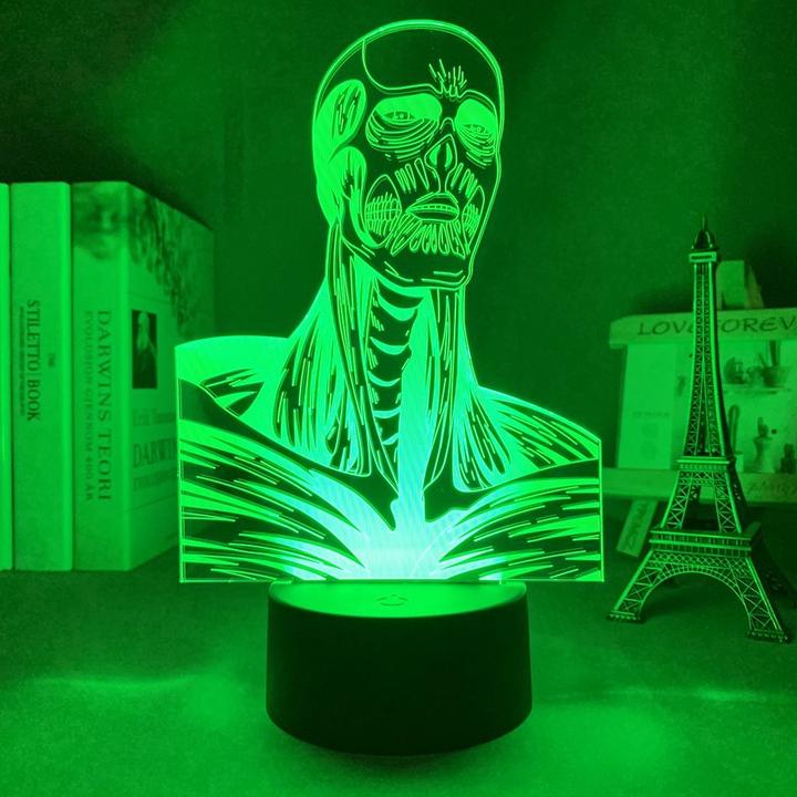 Đèn Mica khắc 3D Anime Attack On Titan Colossal Titan Đèn ngủ, Trang Trí Phòng Ngủ, Cảm Ứng, Điều Khiển Từ Xa