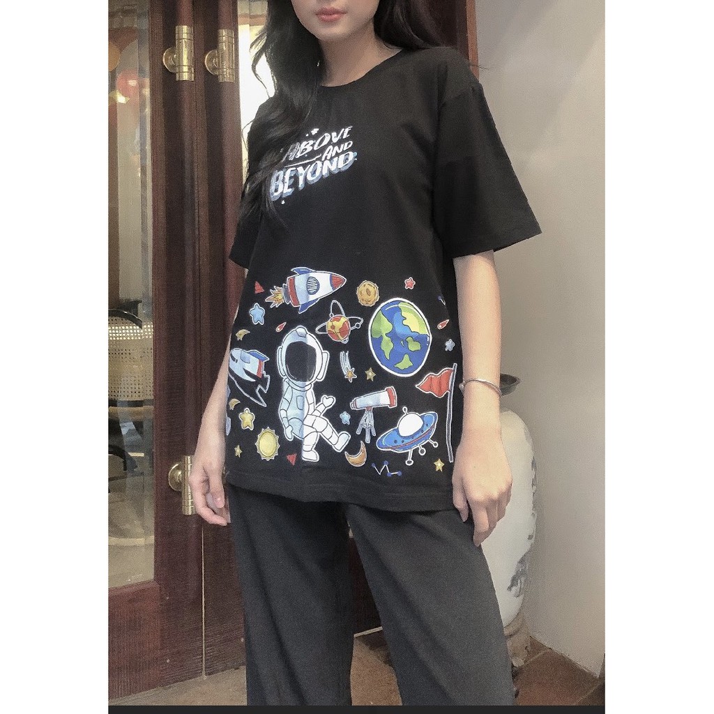 Áo Thun Tay Lỡ Phi Hành Gia Streetwear SGES Unisex Nam Nữ Cao Cấp