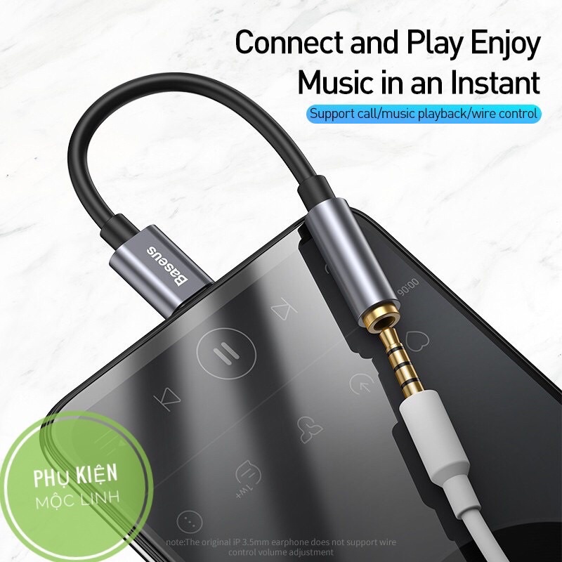 Jack chuyển đổi tai nghe type c sang 3.5 có mic đàm thoại Baseus - đầu chuyển typec ra 3.5mm