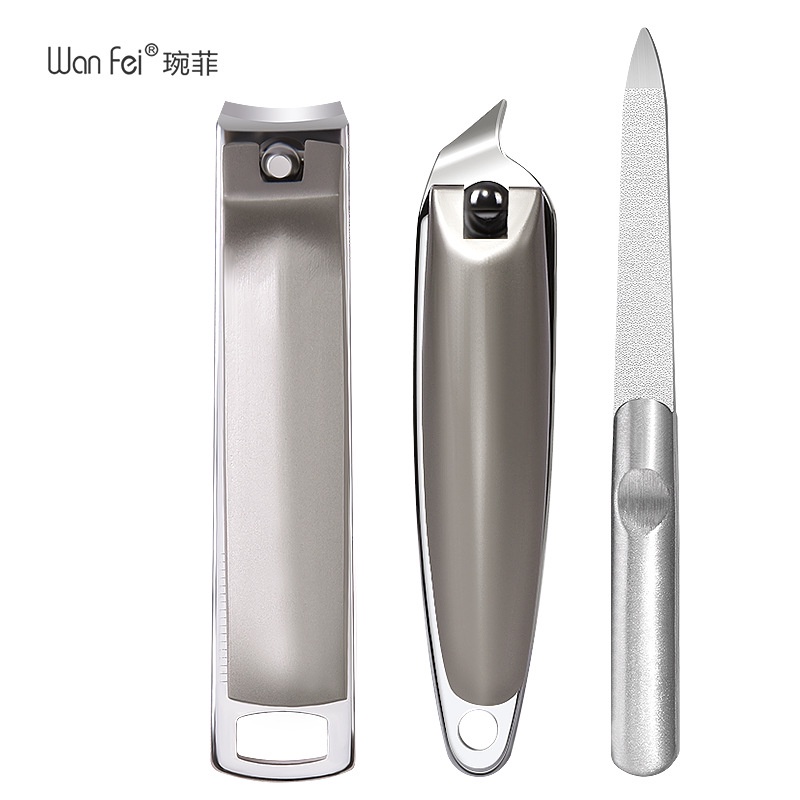 Bộ 3 Bấm Móng Tay Cao Cấp Cắt, Dũa, Cắt 45 Độ, Thép Không Gỉ Hộp Đựng Sang Trọng