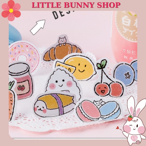 Sticker Đồ Ăn Cute Chống Nước, Hình Dán Mũ Bảo Hiểm, Laptop, Điện Thoại, Vali