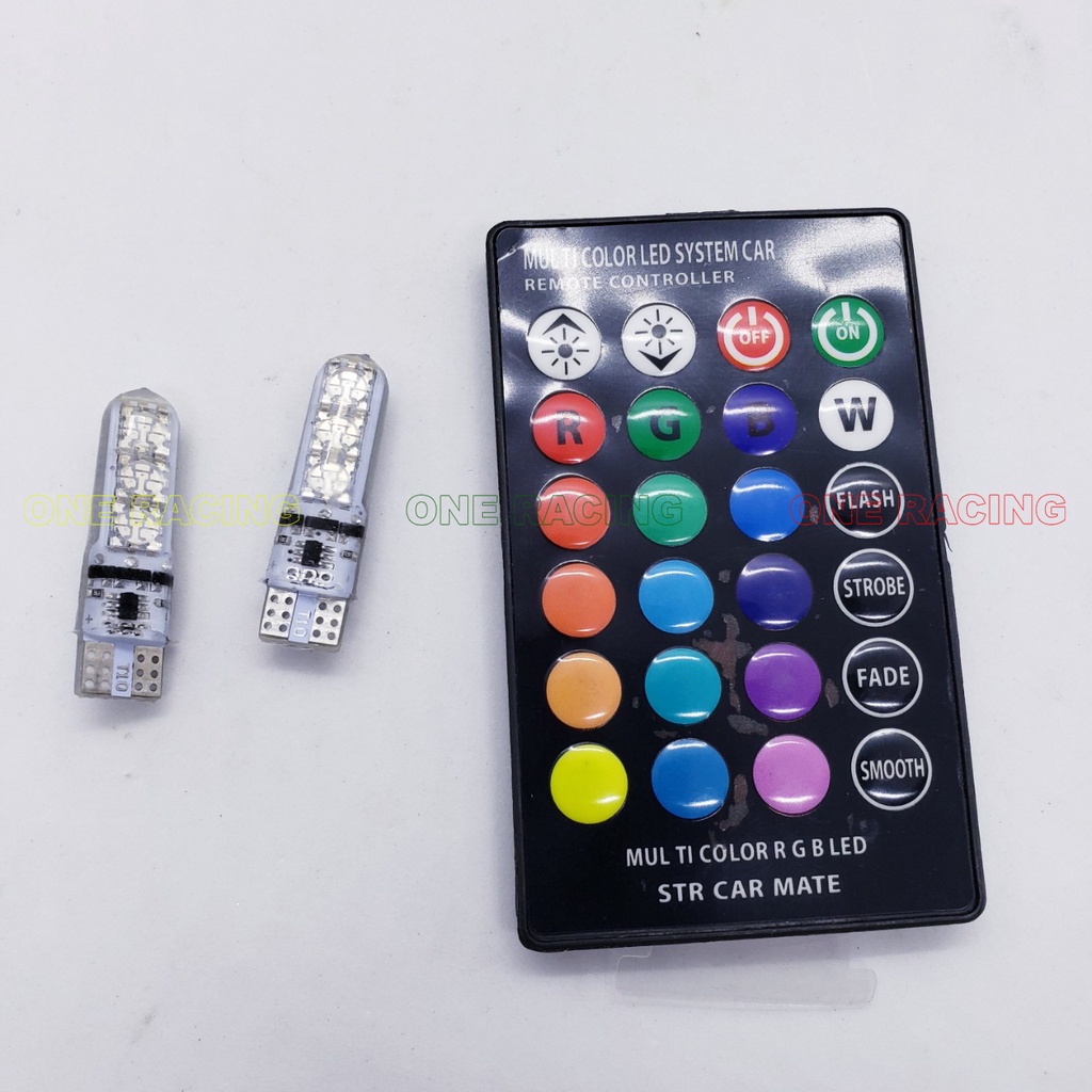 Đèn led demi T10 16 màu điều khiển từ xa gắn xi nhan xe máy