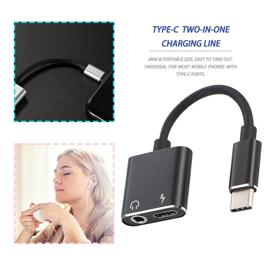 Dây Cáp Chuyển Đổi Usb C Sang Jack 3.5 Type C 2 Trong 1 Đầu Cắm 3.5mm