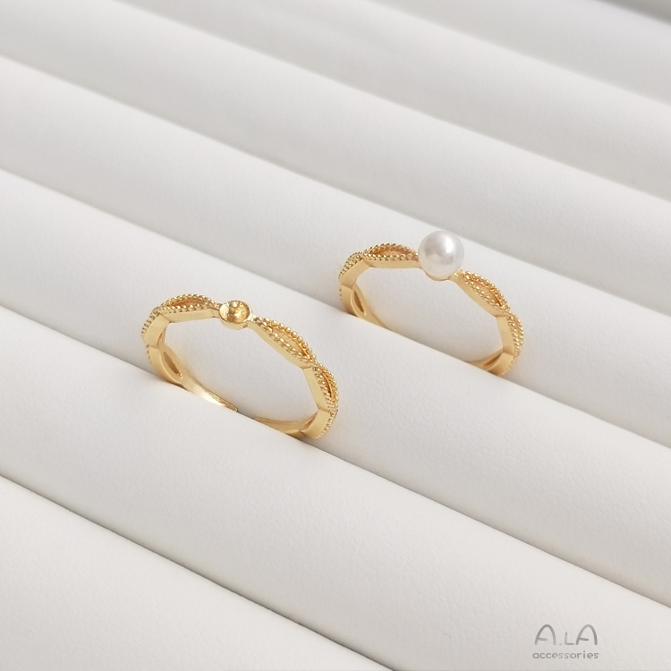 [Little Blu] Vòng Đỡ Nhẫn Bằng Đồng 14K Đính Ngọc Trai Siêu Sang Trọng Phong Cách Nhật Bản Sang Trọng