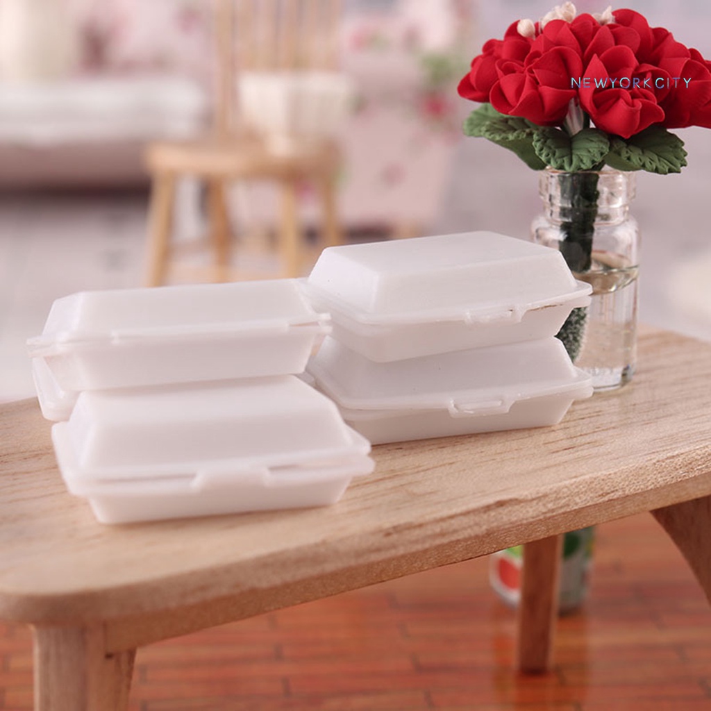 Set 2 Hộp Cơm Trưa Mini Bằng Nhựa Đa Năng Cho Nhà Búp Bê 1/12