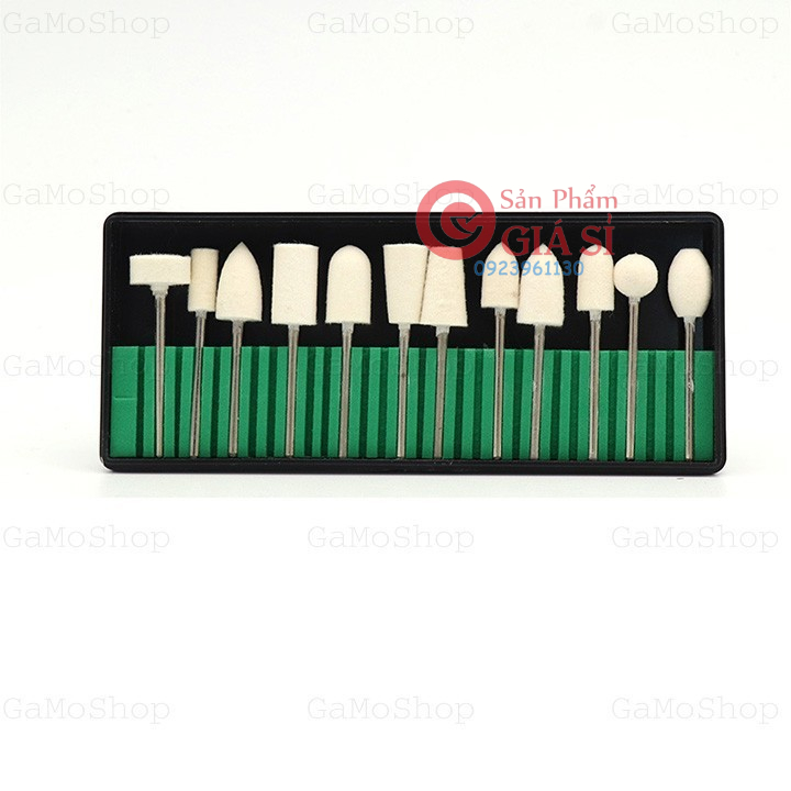 Bộ 12 đầu len cừu đánh bóng dùng cho máy khoan mài mini chân 2,35mm ❤️freeship❤️