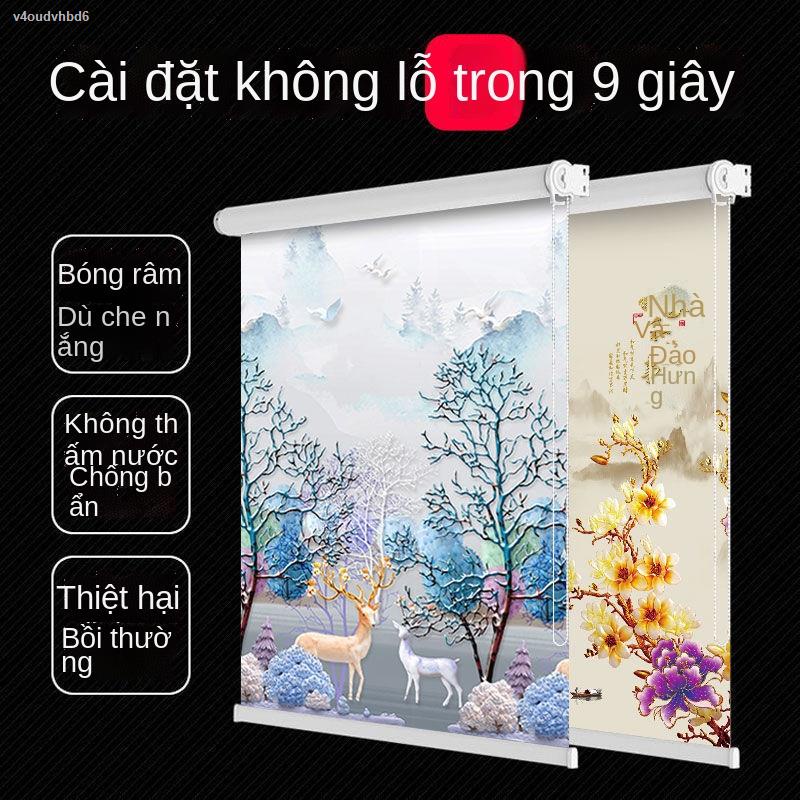 Rèm cuốn đơn giản không cần đục lỗ lắp đặt che nắng nâng bếp văn phòng tắm kéo tay