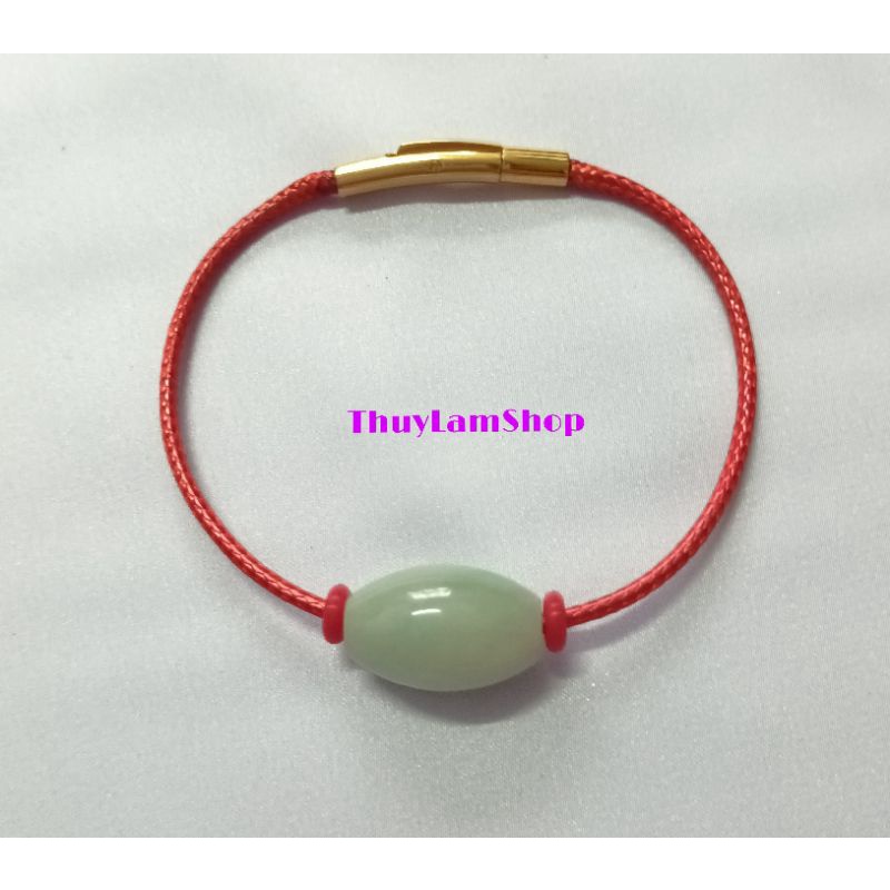 Vòng tay lu thống đầu xuôi đuôi lọt đá trắng xanh ngọc khóa bấm vip chuẩn A