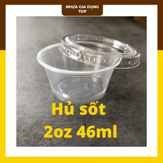 Lốc 100 Hũ nước chấm, hủ đựng sốt 2oz nắp liền nắp rời