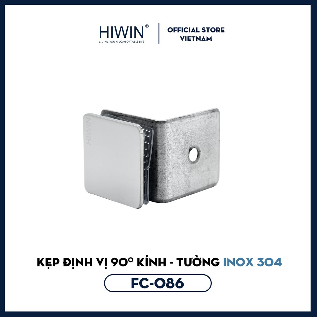 Kẹp định vị 90 độ kính - tường mặt gương inox 304 Hiwin FC-086