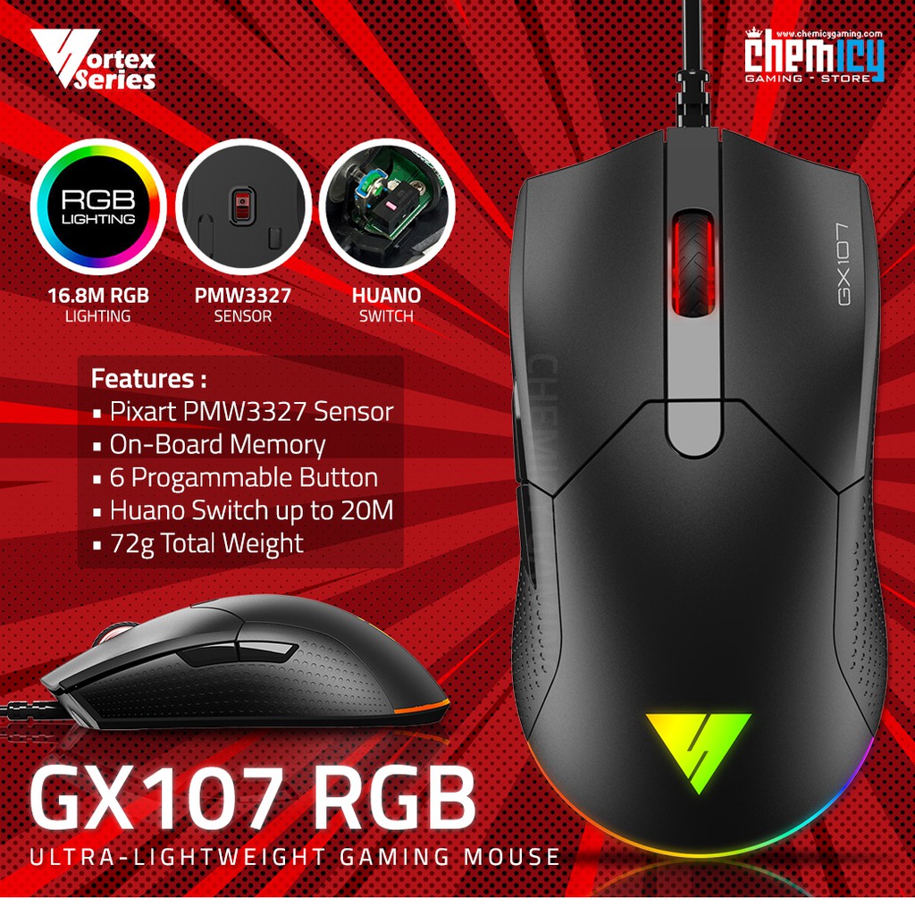 Chuột Chơi Game Siêu Nhẹ Vortex Gx107 Rgb