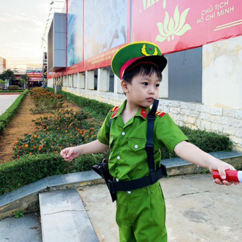 Bộ trẻ em công an rằn ri thời trang lính nhí hàng đẹp cho bé mầm non tiểu học