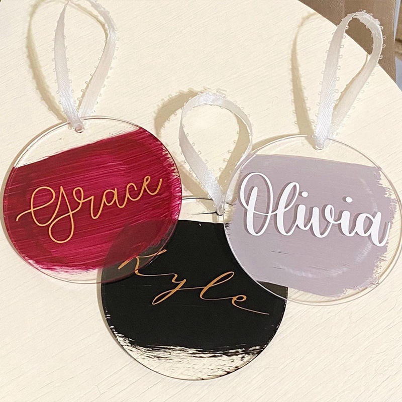 Set 20 Đĩa Trống Trơn Trong Suốt Bằng Acrylic Kèm Dây Ruy Băng Dùng Làm Móc Khóa DIY