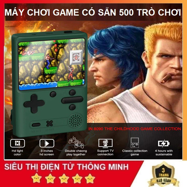 Máy Chơi Game Mini Cầm Tay, Tích Hợp Sẵn 500 Game Nes - Màn Hình Màu TFT 3 inch - Thế Hệ Mới 2021