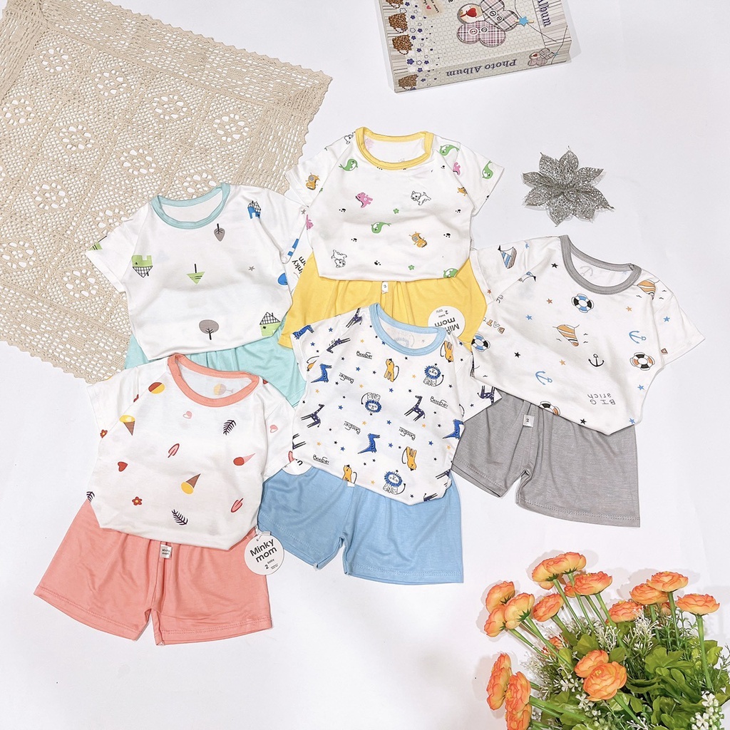 Quần áo bé trai bé gái tay ngắn Avarler quần áo sơ sinh bé gái chất liệu thun lạnh thoáng mát mùa hè