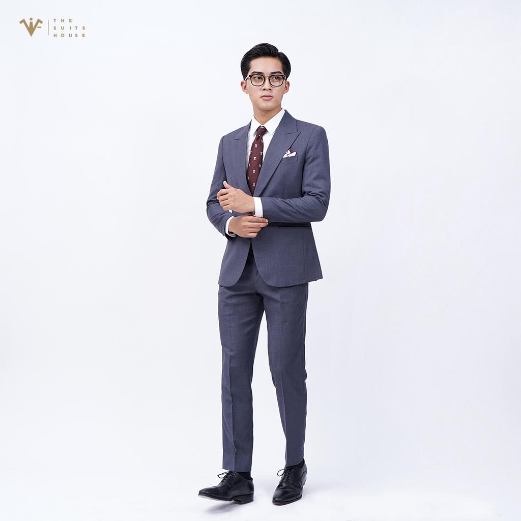 Bộ vest nam xám lông chuột, suits sartorial, 1 khuy 2 túi, form ôm The Suits House