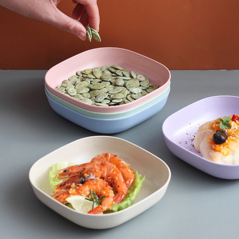 Bộ 7 Tô Vuông Bằng Rơm Lúa Mì Có Thể Tái Sử Dụng Kèm Giá Đỡ