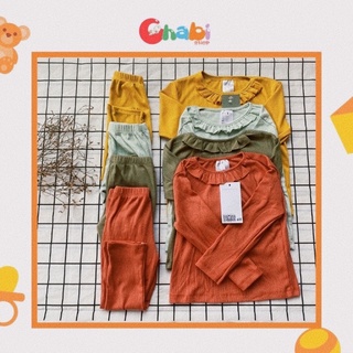 Đồ bộ bé gái, quần áo dài tay bé gái, bộ len tăm chất co dãn thoải mái