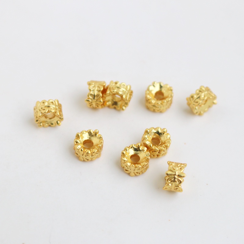 Chuỗi Hạt Xỏ Vòng Tay/Dây Chuyền diy 18k Họa Tiết Vòng Hoa Lỗ Lớn Cổ Điển