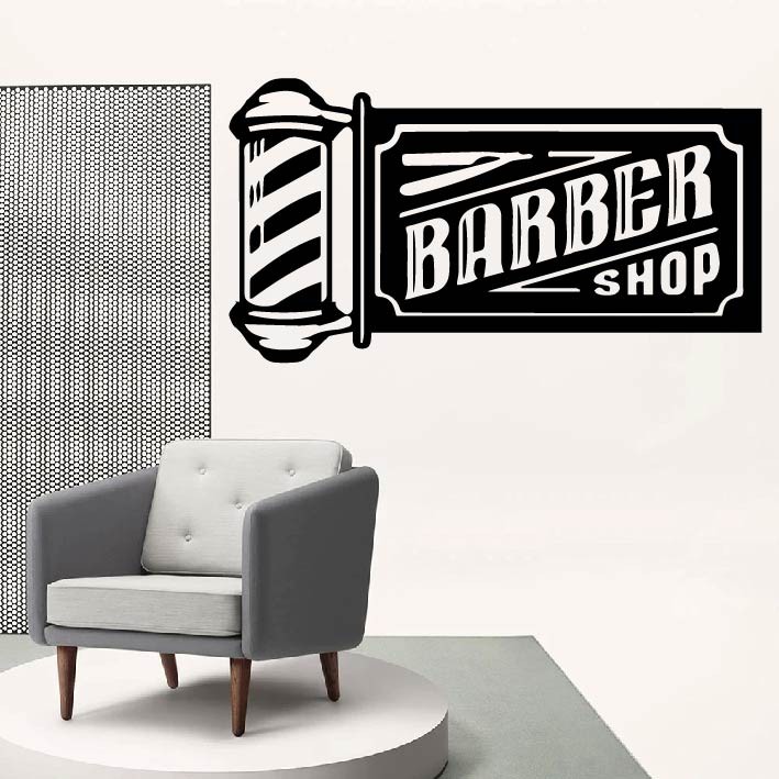 Decal Trang trí Barber, Salon cắt tóc, thu hút khách hàng, tăng doanh thu, tạo điểm nhấn cho cửa tiệm P4