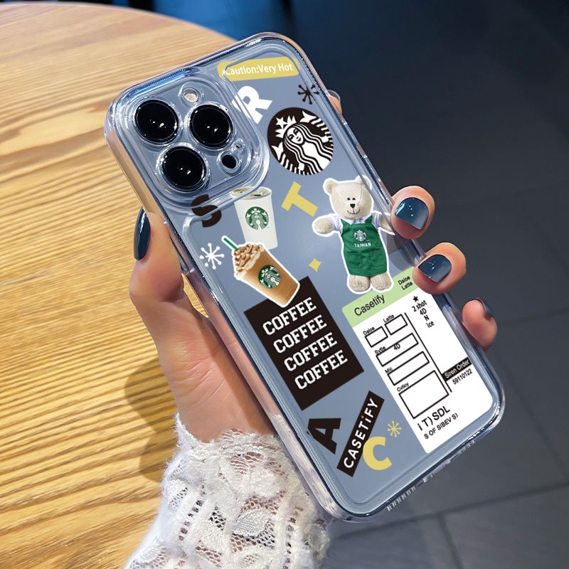 Ốp Điện Thoại TPU Trong Suốt Hình Gấu Starbucks Cho Xiaomi Redmi Note 11 12 Pro 5G 11S 10 Pro 4G 10S Redmi 12C 11A 10C 9C
