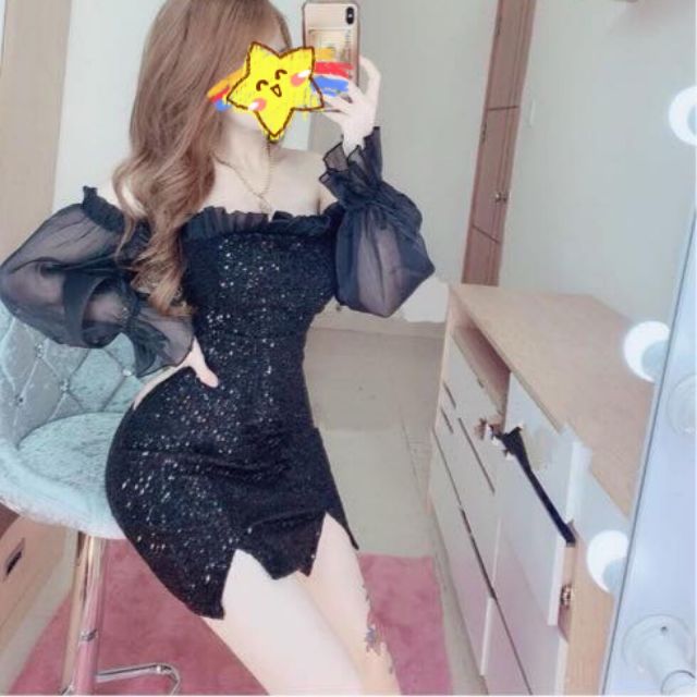 ĐẦM KIM SA CÚP NGỰC TAY VOAN LƯỚI