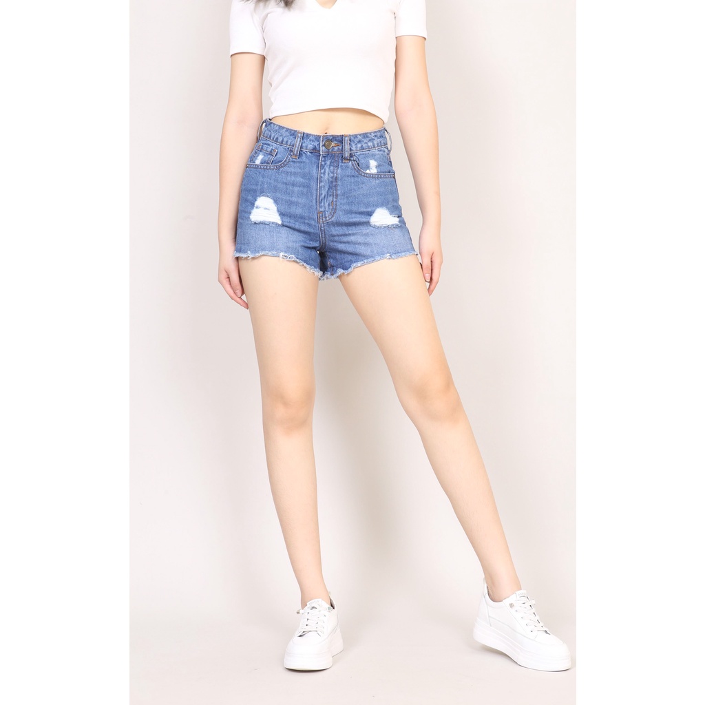 Quần Short Jean Nữ rách coton gấu tua  CT Jeans