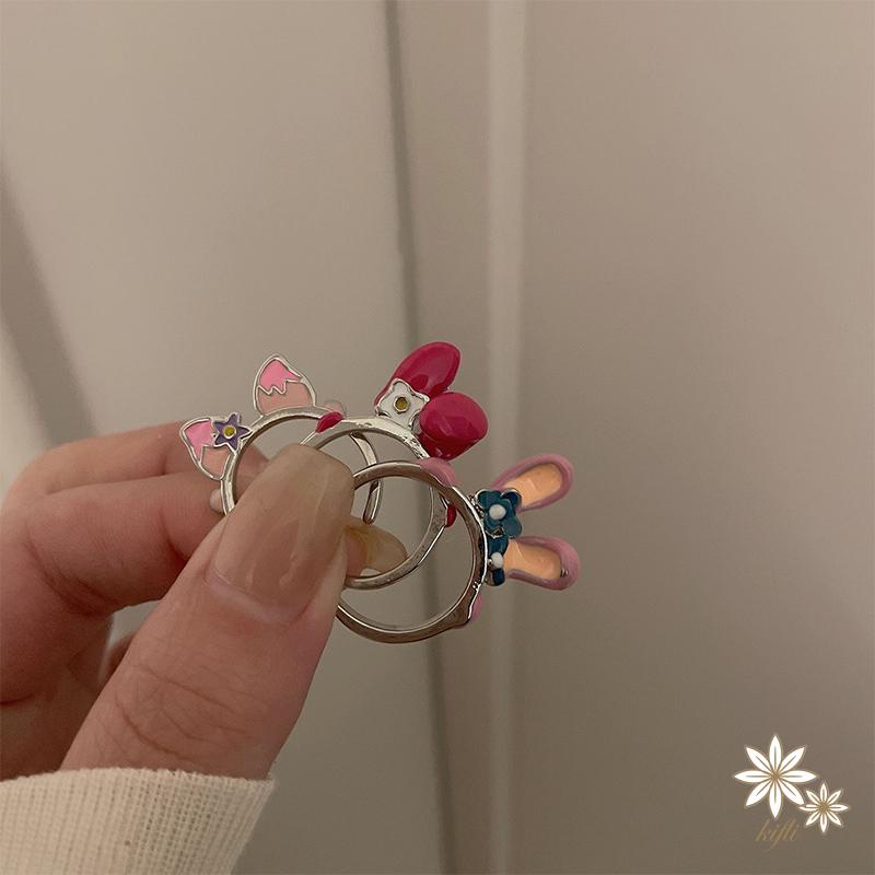 Nhẫn hở hình tai thỏ hoạt hình phong cách Hàn Quốc dễ thương cho nữ