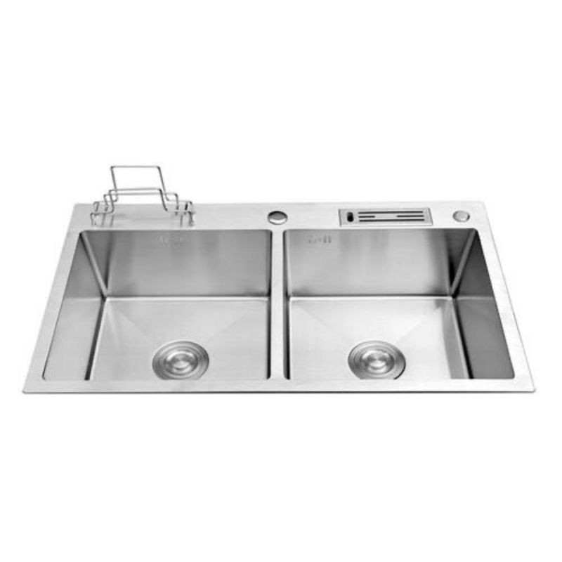 Chậu rửa chén 2 hộc , bồn rửa chén bát 2 ngăn inox SUS 304 có gác dao, thớt
