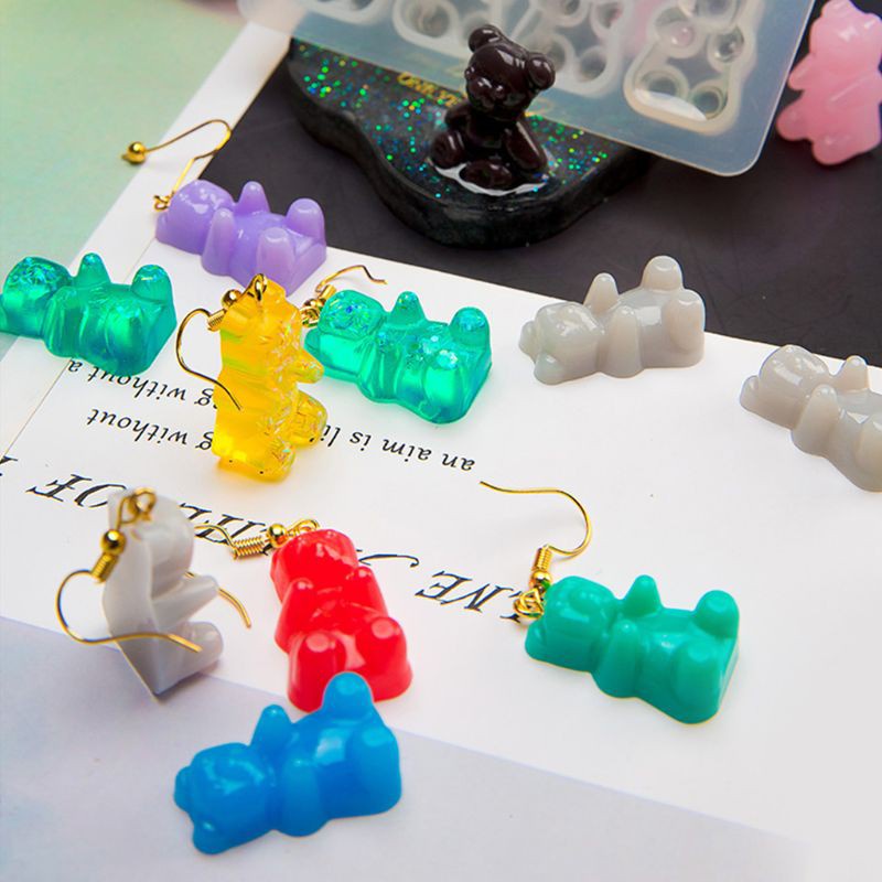 Khuôn silicone làm mặt trang sức trang trí thủ công nghệ thuật DIY resin epoxy tạo hình chú gấu đáng yêu