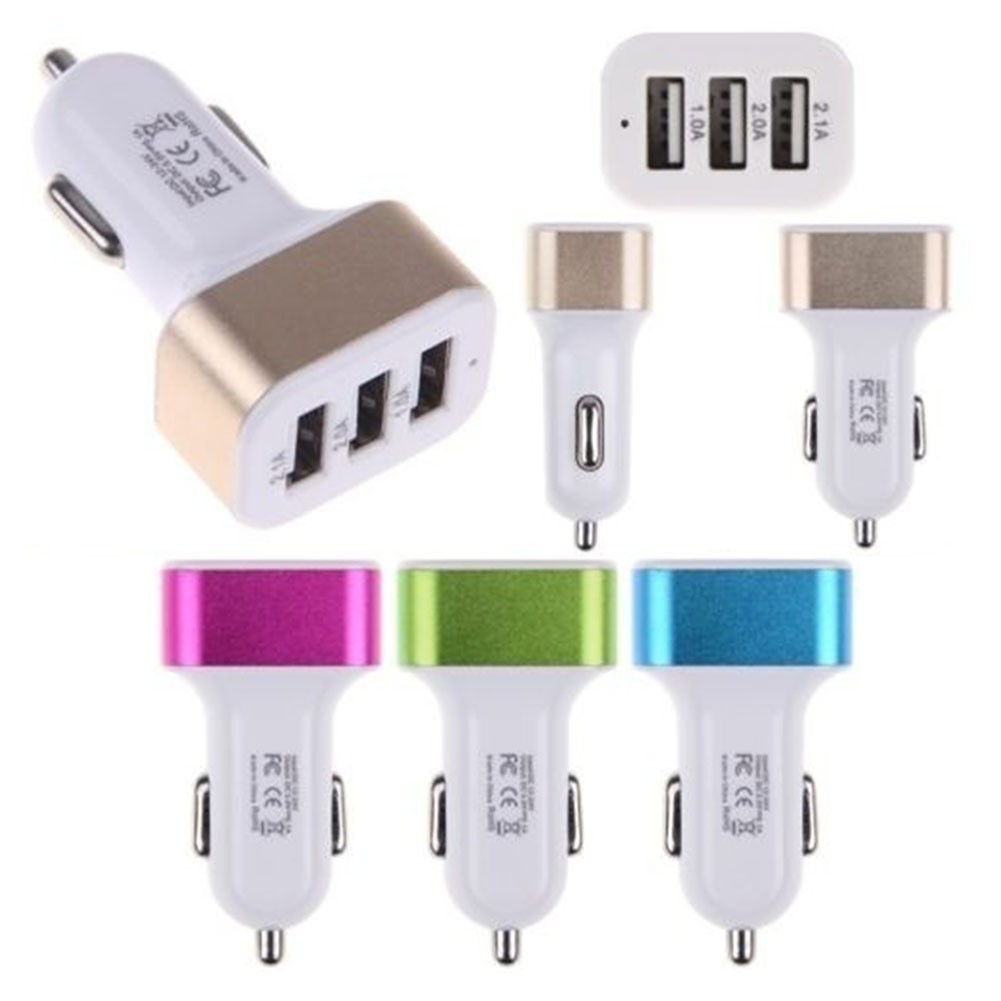 Bộ sạc 3 cổng USB cho xe hơi tiện lợi