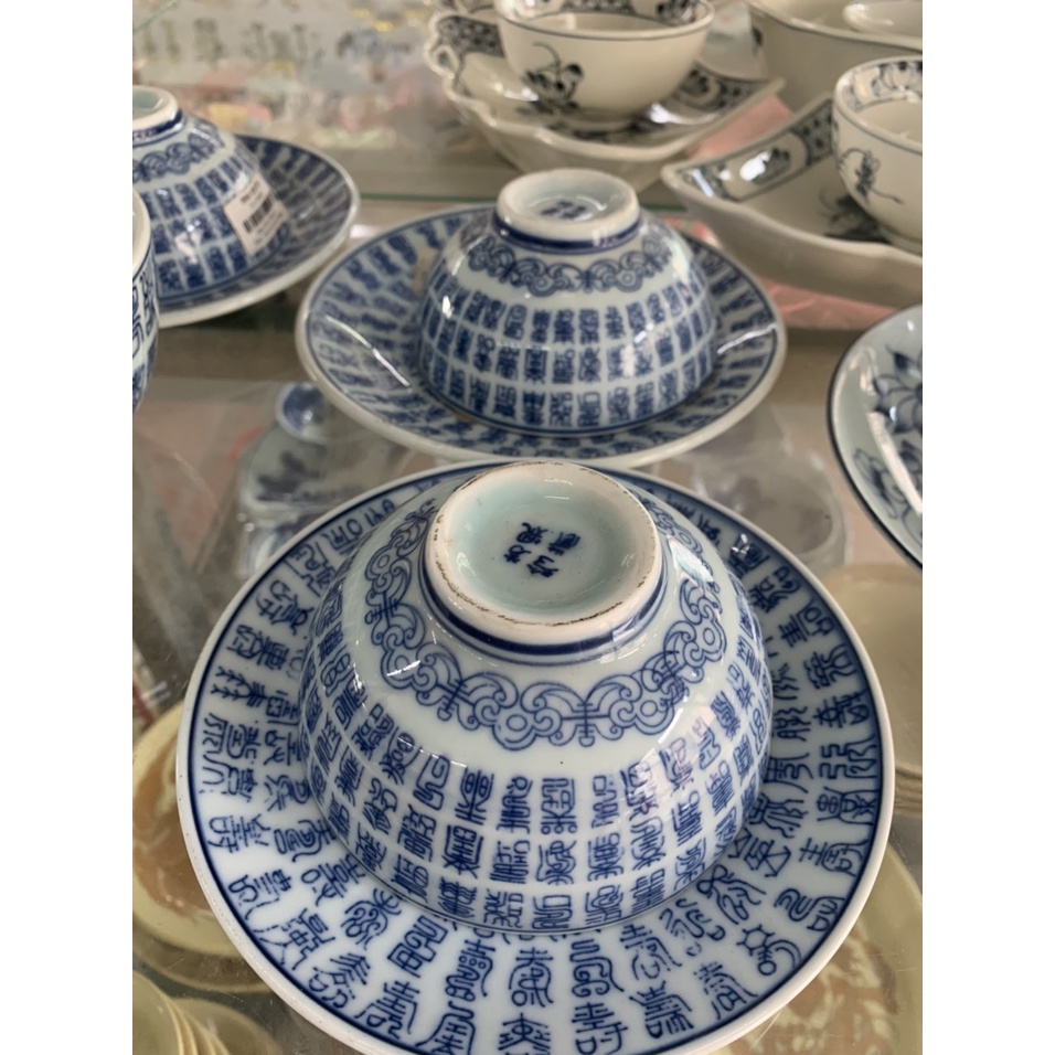 Sét bát Bách THọ Bách Phúc Bát Tràng. sét bát thờ. bộ bát