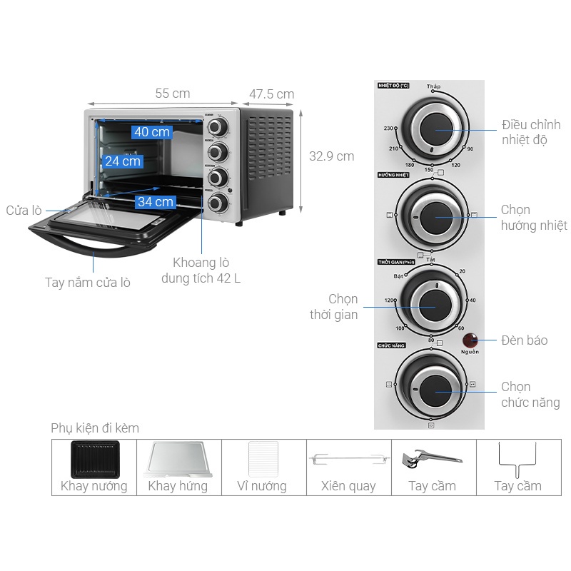 Lò nướng Galanz (1978TQ) KWS2042LQ-H8UK 42 lít (MỚI 100%, BH 12 THÁNG CHÍNH HÃNG)