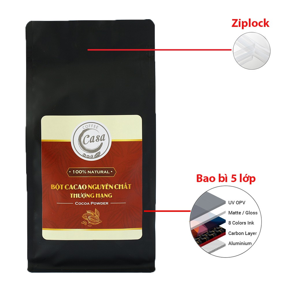 Bột cacao nguyên chất thiên nhiên an toàn sức khoẻ Thượng Hạng 500gr - Casa Coffee