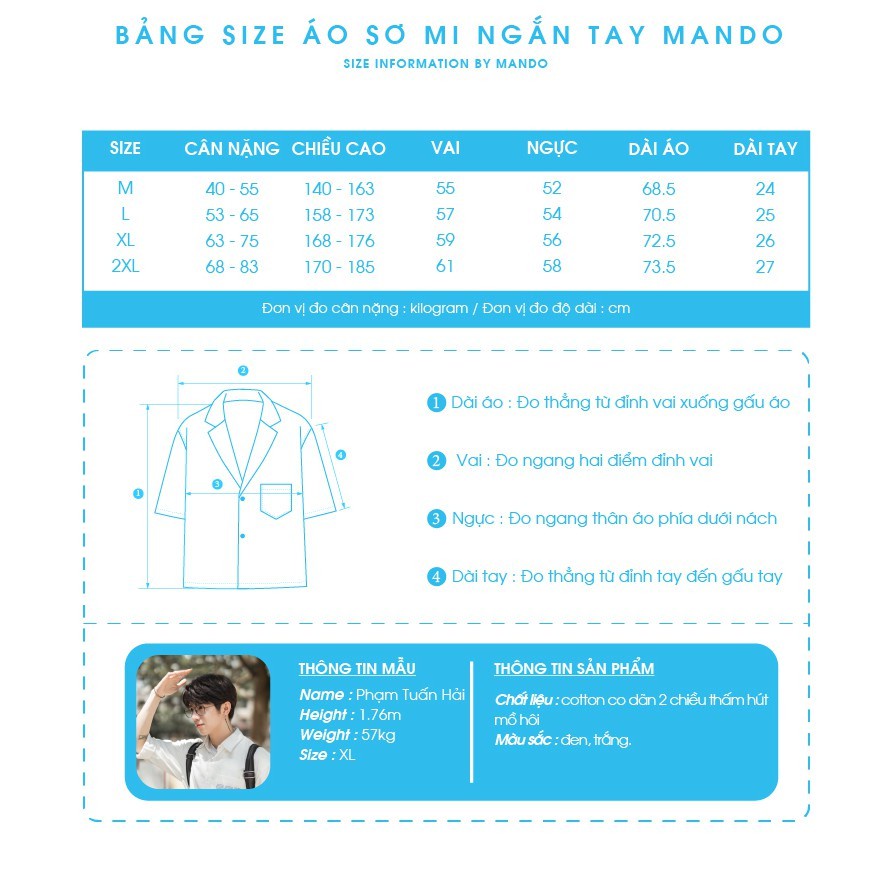 Áo Sơ Mi Nam Tay Lỡ Form Rộng MANDO Phối Màu Basic, Chất Liệu Thô Chéo Thấm Hút Mồ Hôi SMD133