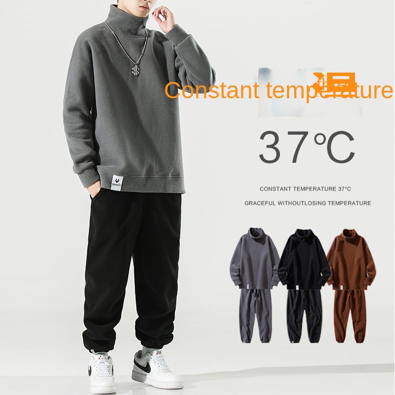 Bộ Đồ Thể Thao Lót Nhung Lông Cừu Giữ Ấm Phong Cách Hàn Quốc Mới Cho Nam