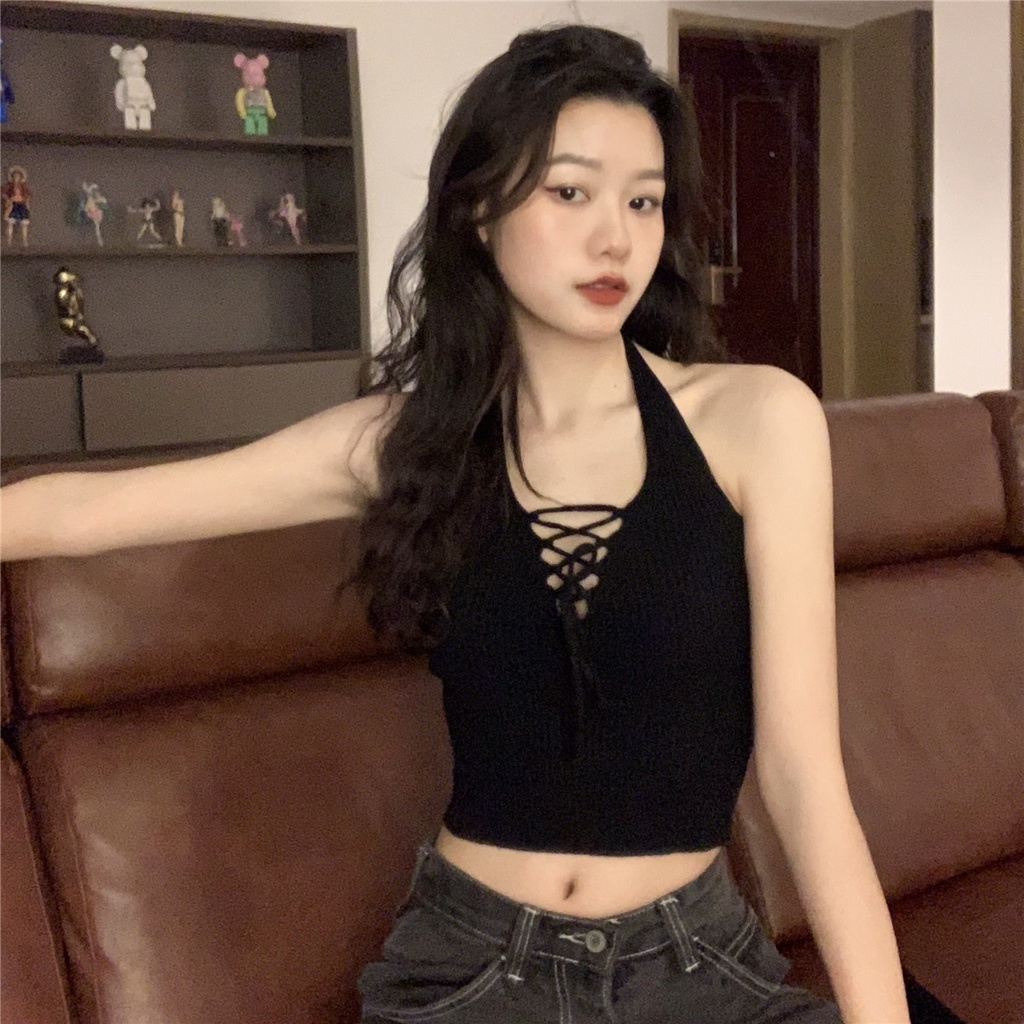 Áo kiểu ZHELIHANGFEI cổ chữ V thắt dây quyến rũ hợp thời trang