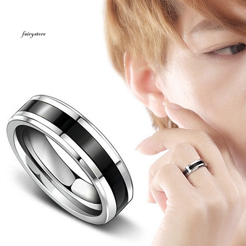 Nhẫn Thép Titan Không Gỉ Màu Đen Thời Trang Dành Cho Nam Và Nữ