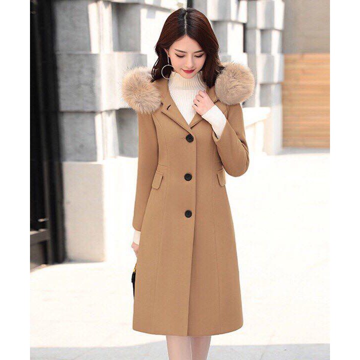 ÁO KHOÁC DẠ FROM DÀI PHỐI NÓN KÈM LÔNG MSP-AK586450VN | BigBuy360 - bigbuy360.vn