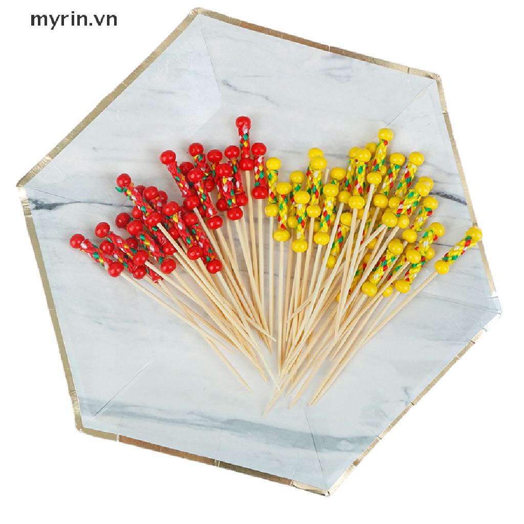 Set 100 Tăm Tre Hai Đầu Dùng Để Trang Trí Đồ Tráng Miệng / Tiệc Cưới