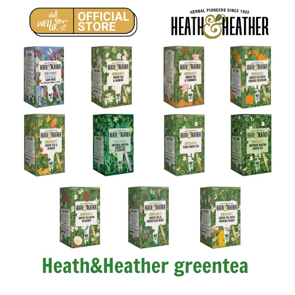 Trà thảo mộc hữu cơ Heat &amp; Heather Green Tea hộp 20 gói