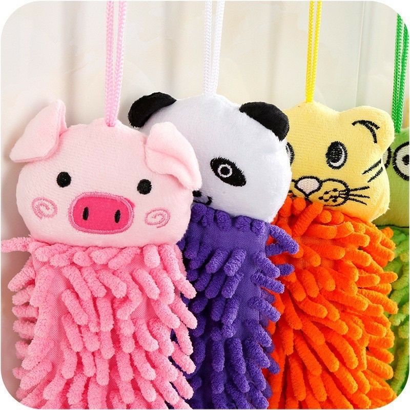 Khăn Lau Tay HÌNH THÚ SỢI SAN HÔ 35CM, Lau Bát Chén Đĩa Nhà Bếp Dày Dặn Đa Năng - Cotton Thấm Hút Nước