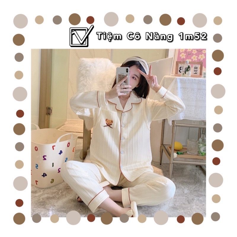 Bộ Pyjama Cotton Nỉ Dày Siêu Ấm Nữ Bầu Bí Thời Trang Đồ Ngủ Bạn Gái Cute Năng Động Dài Tay Quần Áo Mùa Đông Mã XĐN02