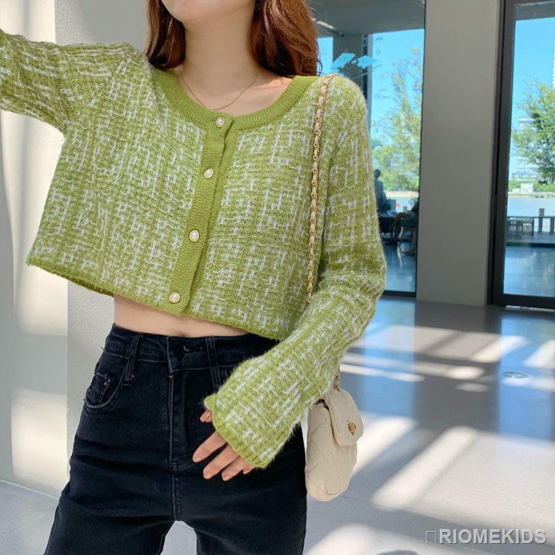 Autumn and winter women's new cardigan sweater one side warm Korean fashion short wild chest